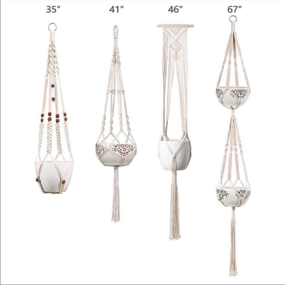 Set of 4 🌿 boho macramé plant hangers woven - Picture 3 of 3